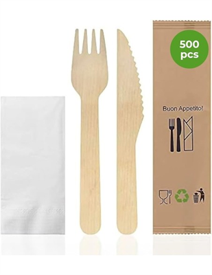 MOVIDA POSATE BIS LEGNO FORCHETTA, COLTELLO, TOVAGLIOLO