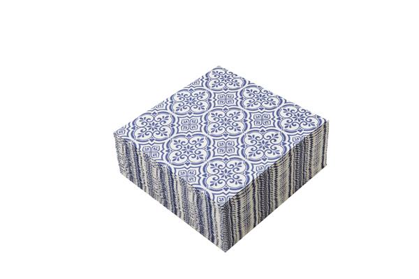 CAP TOVAGLIOLO AIRLAID 40X40 BLUE&WHITE CERAMIC PZ. 50