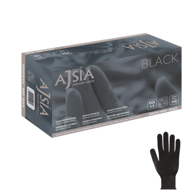 AJSIA GUANTI NITRILE BLACK 5.5GR 100PZ TG.S