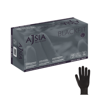 AJSIA GUANTI NITRILE BLACK 3.5g TG L PZ.100