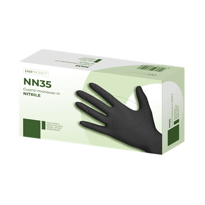 GUANTI NITRILE NERO 3.5 TG M PZ.100